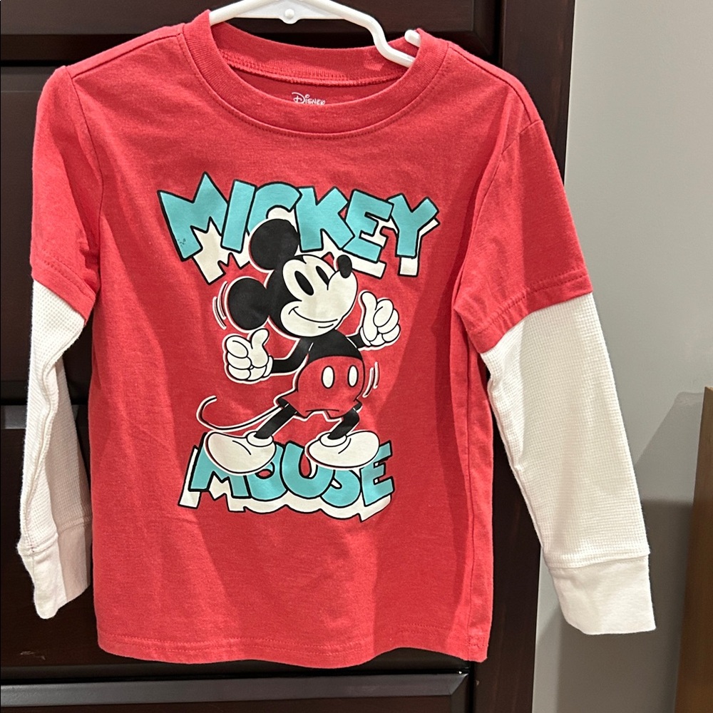 Disney Red and White Mickey Mouse Long Sleeve Tee